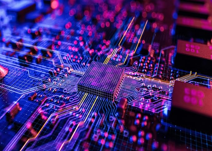 LSIUHWUWI Circuit Board CPU Processor Canvas Wall Paintings Office Decor Circuit Board Wall Decor CPU Concept Wall Art Computer Chip Home Decor Wooden Framed Ready to Hang 16X24 INCH