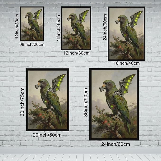 Framed Mechanical Fantasy Wall Art for Modern Living Room Industrial Sci Fi Decor Statement Piece 16x24in