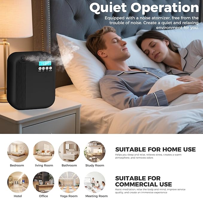 Hotel Collection Diffuser, 3000 Sq.Ft of Coverage, Scent Diffusers for Home Large Room, Office Waterless Essential Oil Diffuser