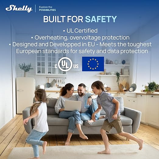 Shelly Smart Plug UL, WiFi, Bluetooth, Zigbee, Matter Outlet with Power Metering, Works with HomeKit, Google Home, Alexa, Home Assistant, Smart Socket, Easy Setup, Remote Control, Plug US Gen4 Black