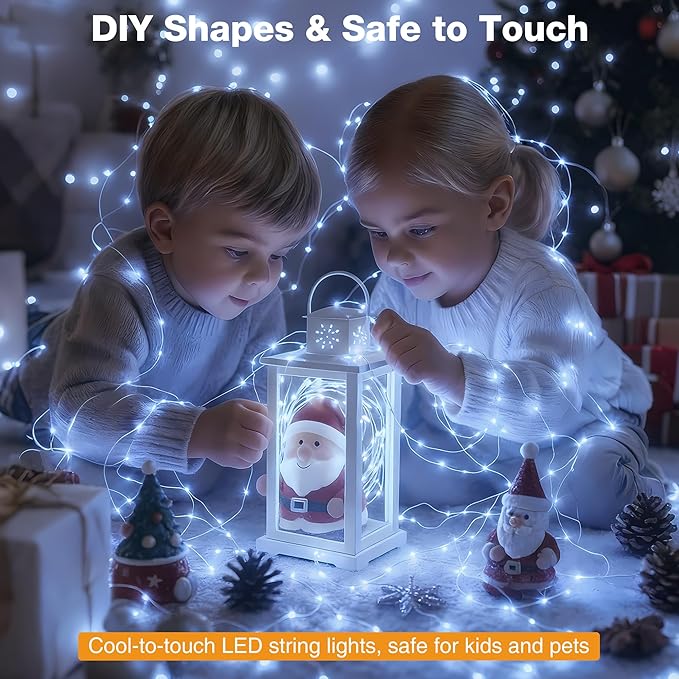 3 Pack 16FT 50 LED Fairy Lights Battery Operated with Timer, 8 Modes USB Mini Twinkle Light, Small String Lights for Christmas Tree Wreath Vase Bedroom DIY Party Decorations-Cold White