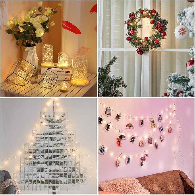 ANJAYLIA LED Fairy String Lights, 80 LED Twinkle Lights Battery Operated for Garden Home Party Wedding Festival Decorations Crafting Lights, Warm White