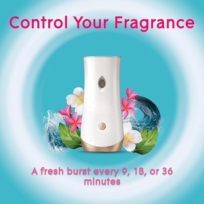 Glade Automatic Spray Refill and Holder Kit, Air Freshener for Home and Bathroom, Aqua Waves, 6.2 Oz, 2 Count