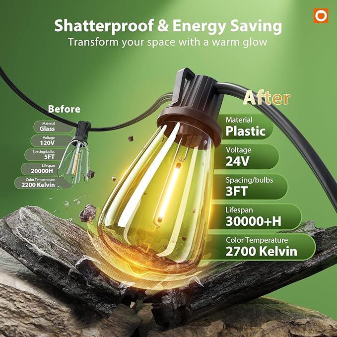 addlon 198(192+6) FT Solar String Lights Outdoor Waterproof with Remote, 96+8 LED Shatterproof Bulbs, Dimmable & Timable, Solar Lights Outdoor, Patio Lights for Garden,Backyard,Party,Camping Decor