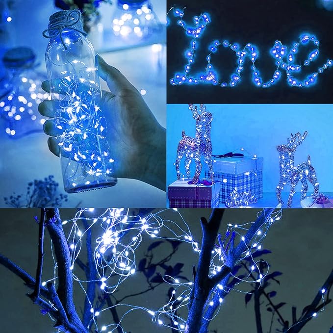 12 Pack Fairy Lights Battery Operated String Lights，7FT 20LED Waterproof Silver Wire Christmas Lights Outdoor,Firefly Mini Lights for Bedroom Party Birthday Wedding Indoor Decorations.