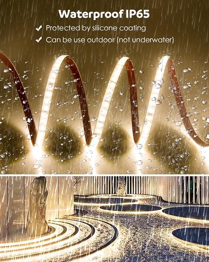 Aclorol AC110V Led Strip Light Outdoor Waterproof 150FT Warm White 3000K Connectable LED Rope Light Strip for Outside Garden Patio Indoor Outdoor Backyards Decoration AC 110V-130V 120LEDs/M 5400LEDS