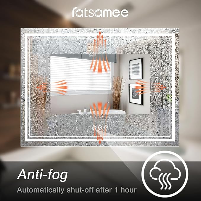 72x32 Inch Led Mirror for Bathroom with Front Light and Backlit, Bathroom Mirror with Led Lights, Vanity Mirror with Lights for Wall, Anti-Fog, Dimmable, Memory Function, Tempered Glass