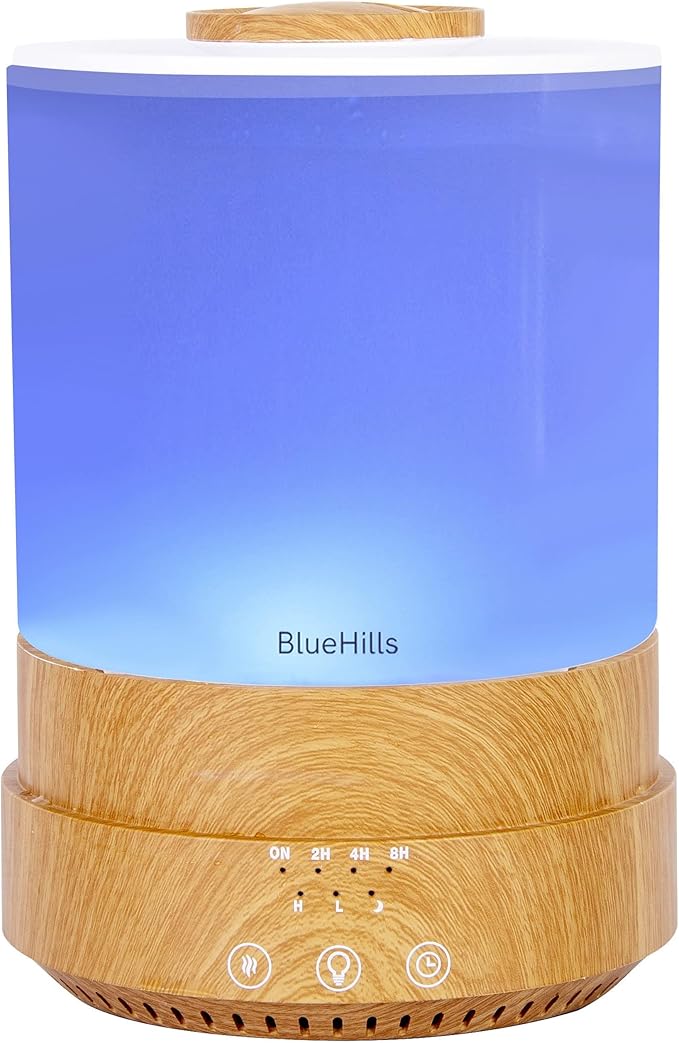 BlueHills Premium Set of Two Large 2500 ML and 1000 ML Round Essential Oil Diffusers Humidifier Combo for Large Room Home with Décor LED Lights Great Gift – Value Pack of Wood Grain
