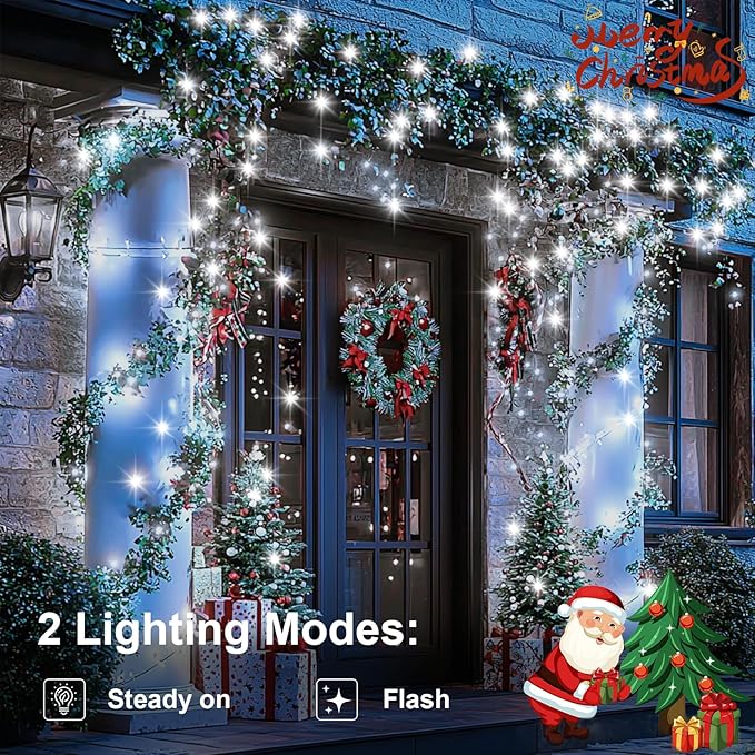 echosari 4 Pack Battery Operated String Lights, 13.2Ft 40 LED Dark Green Wire String Lights Waterproof, Twinkle Fairy Lights for Christmas Garden Wedding Party Decor (Cool White)