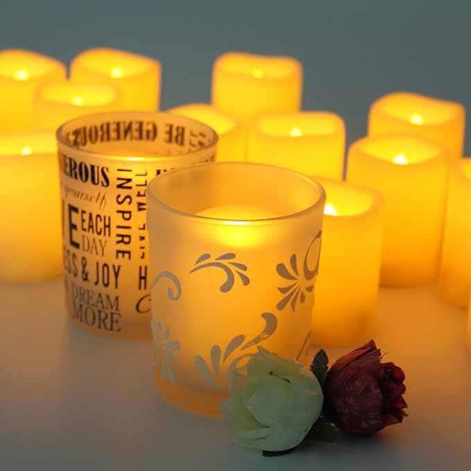 CANDLE CHOICE Battery Operated Flameless Votive Candles Realistic Flickering Fake Electric LED Tea Lights Set Bulk Wedding Party Halloween Christmas Decorations Table Centerpieces Batteries Incl 36PCS