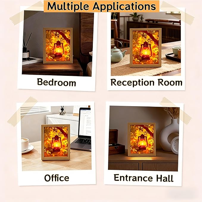 Rechargeable Table Lamp Lighted Painting,Novelty Night Light for Bedroom,Dynamic LED Touch Lamps for Nightstand,3-Color Dimmable Decorative Light for Home Decor,Gift for Women Kid Mom