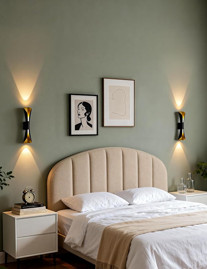 Tubicen Battery Operated Wall Sconce 9000mAh Rechargeable Up Down Wall Lights Cordless Movie Theater Sconces with Remote 2700K-5000K Dimmable Art Deco Wall Sconce for Living Room Bedroom 15.7" H