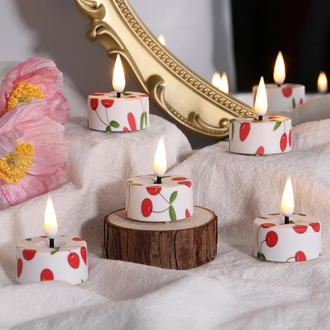 Eywamage Flameless Tealights with Remote Batteries, Flickering LED Tea Votive Candles Holiday Home Decor Set of 12