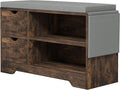 HOMCOM Shoe Bench with Storage, Modern Upholstered Entryway Bench with Open Shelves, Drawers and Pocket for Living Room, Hallway, Rustic Brown