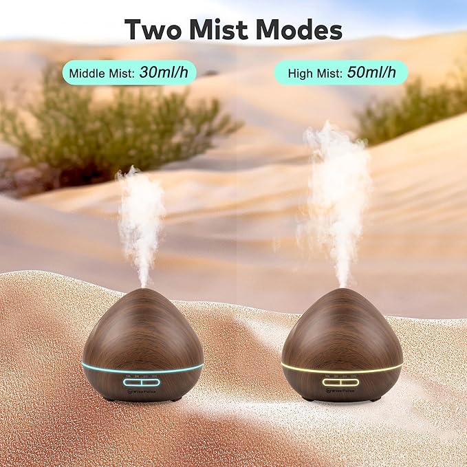 Essential Oil Diffuser for Home: 500ml Oil Diffuser 7 Colors Light Aroma Diffuser with Remote Control for Home, Office, Bedroom, Child’s Room Brown