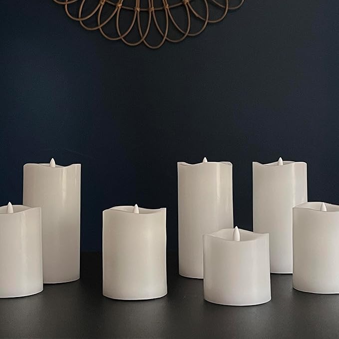Stonebriar 3 Count White Real Wax 3x4 Flameless LED Pillar Candles with Remote and Timer