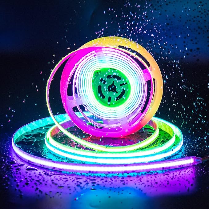 PAUTIX IP65 Waterproof RGB Smart IC COB LED Strip Light Addressable 16.4ft/5m,24V Color Flowing Strip Light Multicolor Flexible Tape Lights for TV,Room,Party DIY Decoration(Without Controller&Adapter)