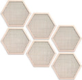 Ripeng 6 Pcs 11.8 Inch Boho Hexagon Wall Decor Farmhouse Wood Earthy Hexagon Wall Panels Modern Hollow Carved Design Rustic Abstract Decor for Living Room Kitchen Bedroom (Hollowed Style)