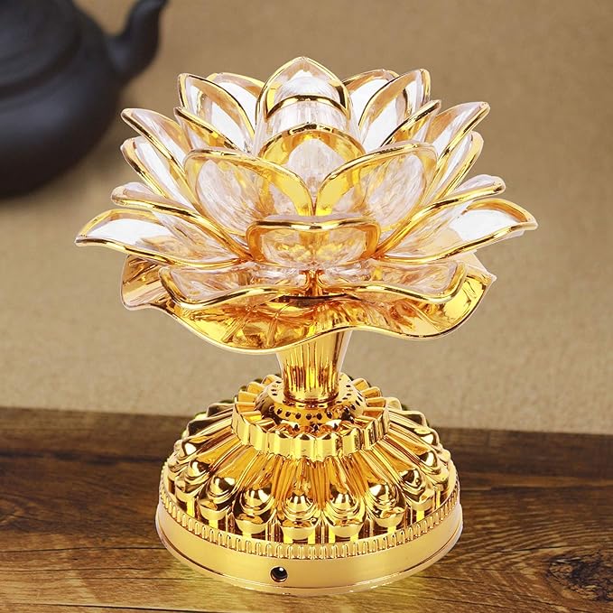 Lotus Flower Buddha Light LED Lamp, 7 Color Changing Meditation Night Light for Home Altar Decor - Energy Efficient Buddhist Prayer Lamp with Power Adapter for Yoga, Office, Meditation Room (5.1 Inch)