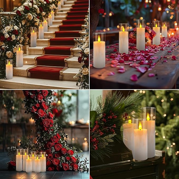 12-Pack White Acrylic Flameless LED Candle Set with Timer Remote Control—Ideal for Home Decor, Valentine's Day, Weddings, and Holiday Celebrations.