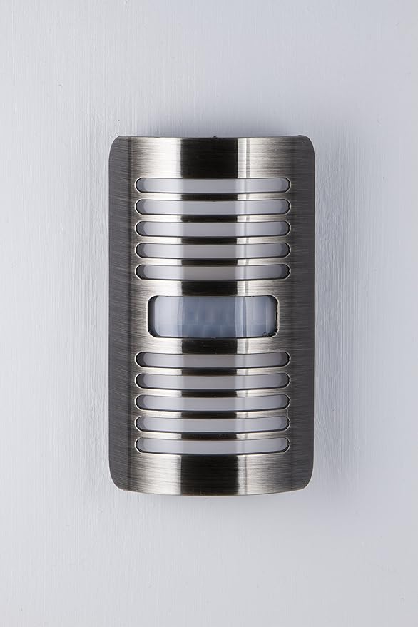 GE Enbrighten LED Motion Sensor Night Light, Plug-in, 40 Lumens, Motion-Select with 25ft Detection, Dusk-to-Dawn, Brushed Nickel Louver – 37299 (1 Pack)