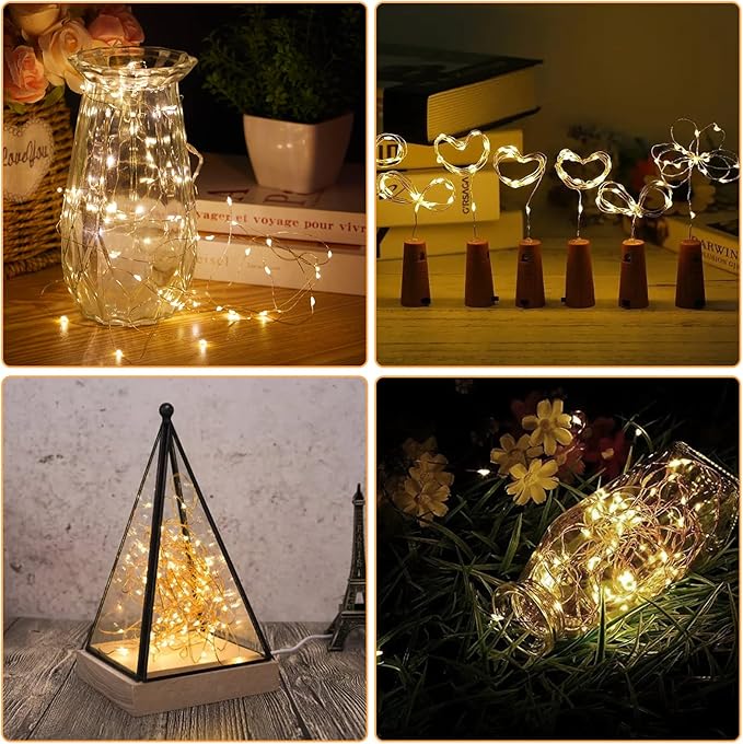 Bexdir 12 Pack Fairy Lights Battery Operated String Lights，7FT 20LED Waterproof Silver Wire Christmas Lights Outdoor,Firefly Mini Lights for Bedroom Party Birthday Wedding Home Decor