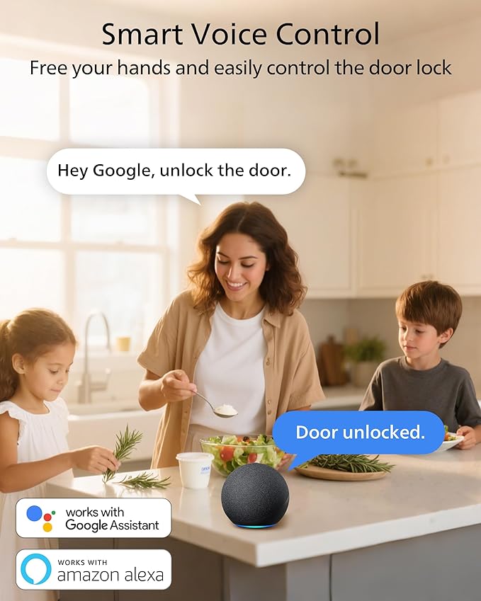 Philips Wi-Fi Smart Door Lock Deadbolt with Handle Set, Keyless Entry Door Lock for Front Door Set, Portable Fingerprint Door Lock with App Control, IP53 Waterproof, Auto Lock, Alexa Voice Control