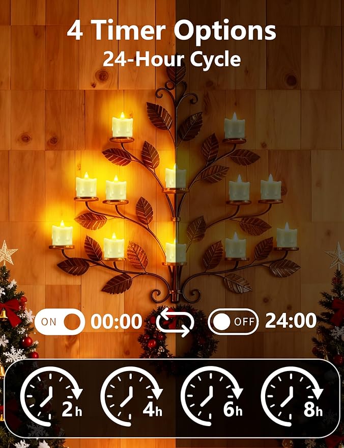 Rechargeable Flameless LED Candles with Timer Remote - 1.5'' x 2'' Flickering Tea Lights Candles for Valentines, Wedding, Party and Holiday Decor,Set of 12(Charging Cable Included)