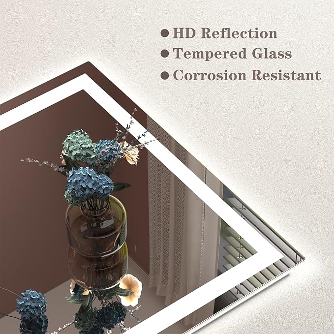 68x48 LED Lighted Mirror for Bathroom Wall Mounted, Dimmable Vanity Mirror with Lights, Anti-Fog, ETL Listed (Backlit and Front Lighted)