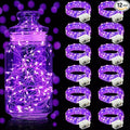 Aogist 12 Pack Fairy Lights 3 Modes 7ft 20 LED Waterproof,Battery Operated Silver Wire Firefly Starry Moon Mini String Lights for Mason Jars Christmas Halloween DIY Crafts Wedding Party Bedroom,Purple