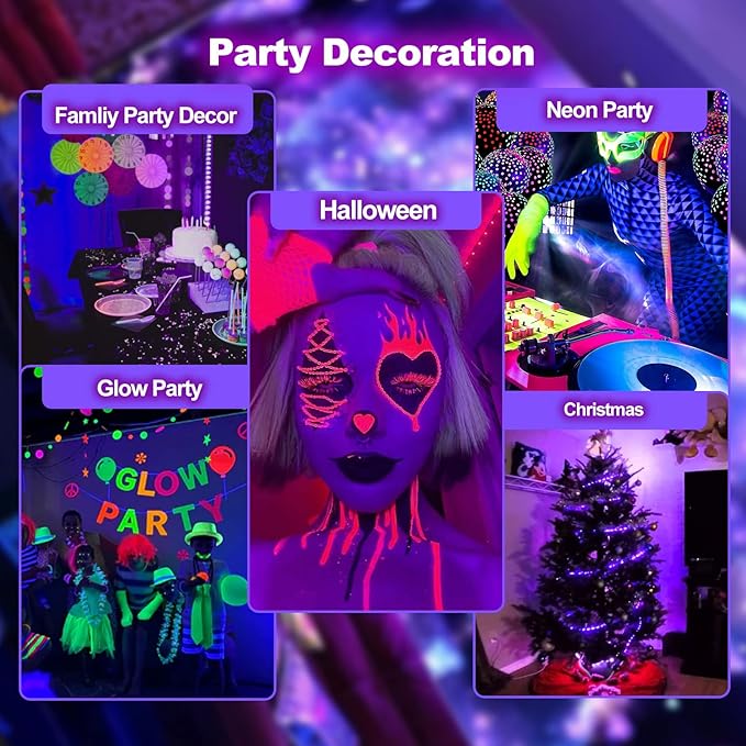 Waterproof 40Ft Black Light Strip, IP65 Black Light Fixtures Kit, 720 LED Strip with 12V Power Supply for Outdoor Indoor Halloween Glow Neon Party Resin Curing Display Cabinet Posters Boat