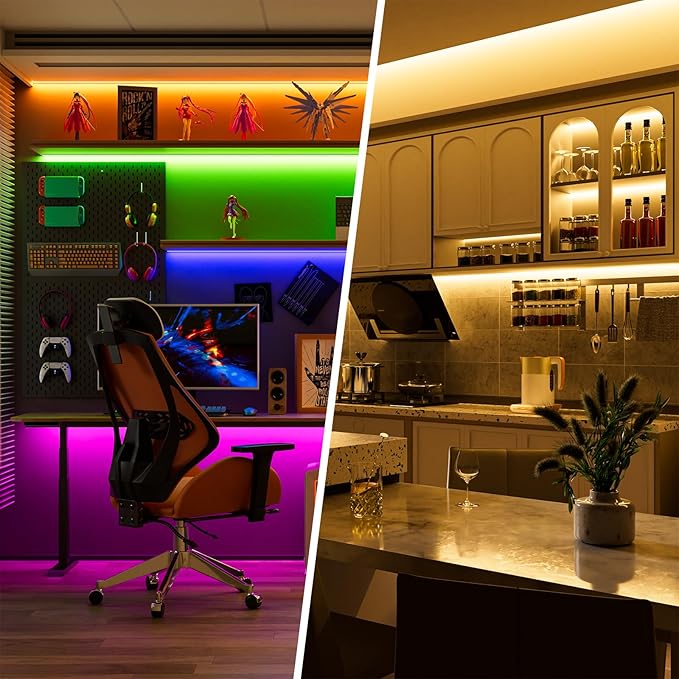 RGBW COB LED Strip Light 20ft RGB+2700K 12V Color Changing UL-Listed LED Light Strip Multicolored Flexible RGB Lights for Party Decoration Home DIY Lighting Projects(NO Adapter or Controller)