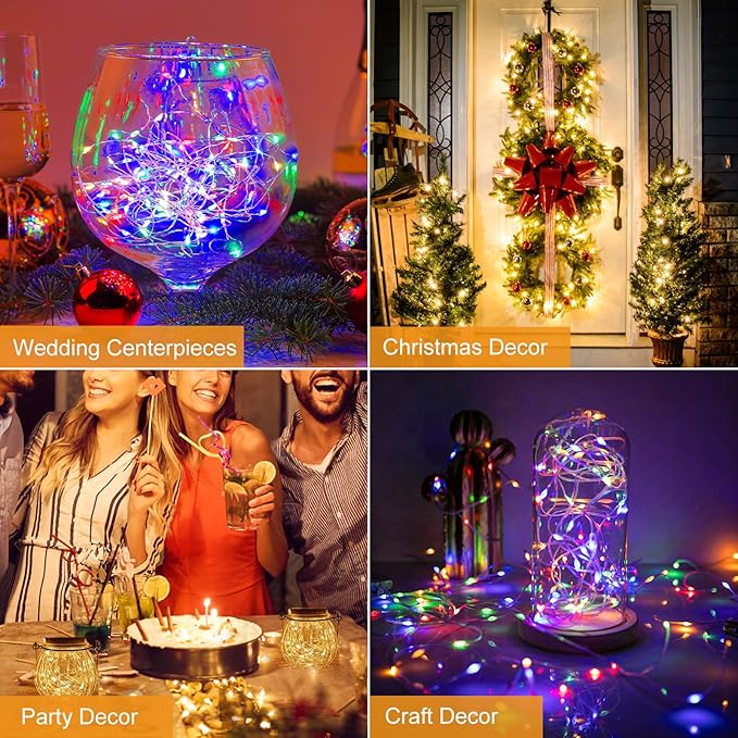 btfarm 12 Pack Fairy Lights Battery Operated [3 Modes], 7ft 20 Led Twinkle String Lights Waterproof Bulk Small Mini Sliver Wire for Christmas Mason Jars Wedding Table Centerpiece, Warm White/Colorful