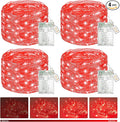 btfarm 4 Pack Valentines Day Fairy Lights Battery Operated with Timer, 16.4 FT 50 LED Silver Wire Twinkle String Lights 8 Modes Dimmable Waterproof for Indoor Party Christmas Bedroom Wedding, Red