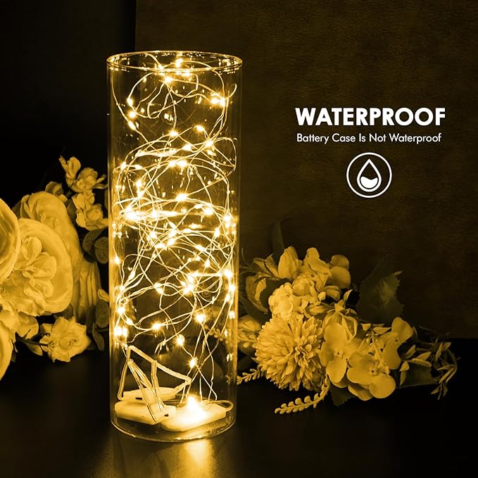 Bexdir 12 Pack Fairy Lights Battery Operated String Lights，7FT 20LED Waterproof Silver Wire Christmas Lights Outdoor,Firefly Mini Lights for Bedroom Party Birthday Wedding Home Decor