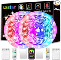 L8star Battery Powered Led Strip Lights, 2x16.4Ft (32.8Ft),Two Sets of Strip Light with 4 AA Battery Box/USB RGB LED Lights, Remote and APP Control