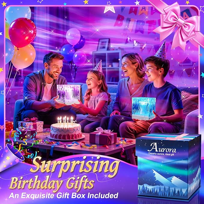 Northern Lights Projector Aurora Light Projector, 18-Color Sunset Lamp Cool Stuff for Teen Girls Game Room Decor for Teen Girls, Mood Lighting Galaxy Projector for Bedroom Decorations, Boy Girl Gifts