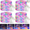 btfarm 4 Pack Fairy Lights Battery Operated with Timer, 16.4 FT 50 LED Silver Wire Twinkle String Lights 8 Modes Dimmable Waterproof for Indoor Christmas Bedroom Wedding Decorations, Multicolor
