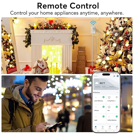 EIGHTREE Smart Plug, Smart Home WiFi Outlet Compatible with Alexa & Google Home, Smart Socket with Remote Control & Timer Function, 2.4GHz WiFi Only