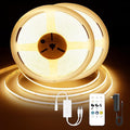 COB LED Strip Lights, Dotless LED Lights with Remote& App, 49.2ft Warm White 2700K Super Bright Dimmable 24V Flexible LED Tape Light,Kitchen Cabinet,Office,Stairs,Shelf Indoor Lighting.