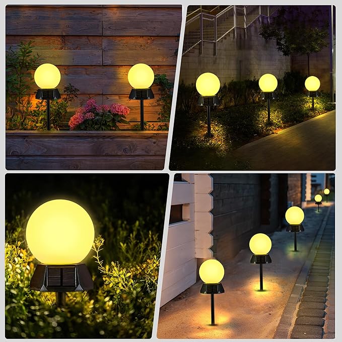 BlcTec Solar Pathway Lights Outdoor, Warm White Path Lights with 3-Sided Solar Panels, 15H Runtime, IP65 Waterproof, Auto On/Off for Patio, Garden, Lawn, Driveway, Yard, Landscape Decor, 2 Pack