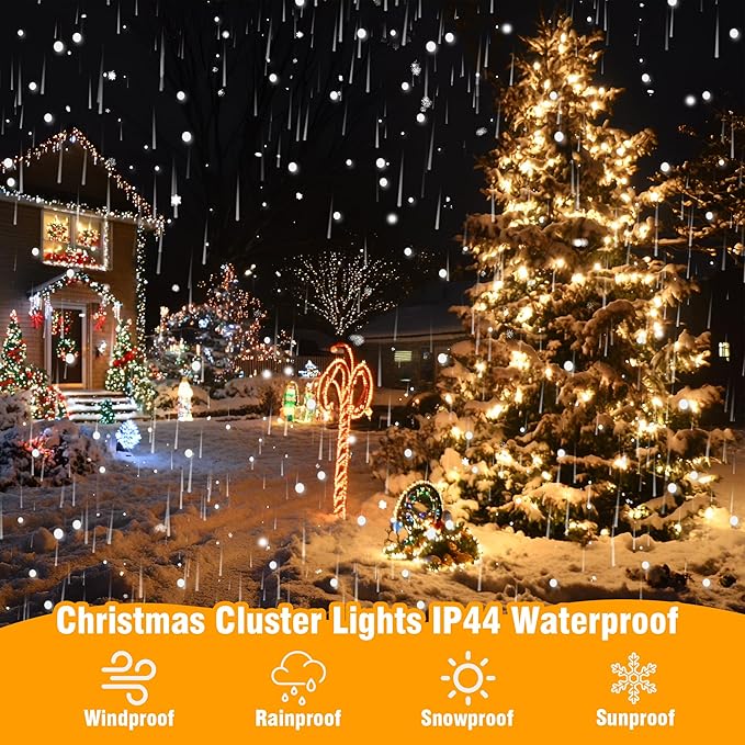 Outdoor String Lights 99FT 300 LED Connectable 8 Modes with Timer Decorative String Lights for Xmas Tree Patio Party Warm White