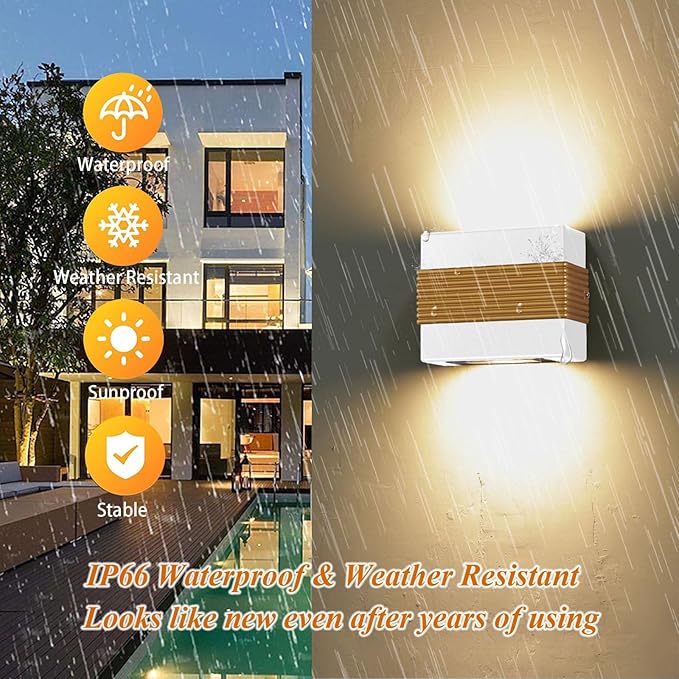 Kawell Modern LED Wall Sconces Up Down LED Wall Light Indoor Outdoor Creative LED Wall Lamp 10W Hallway Wall Mounted Lighting Fixtures for Bedroom Living Room Stairs Porch, Warm White