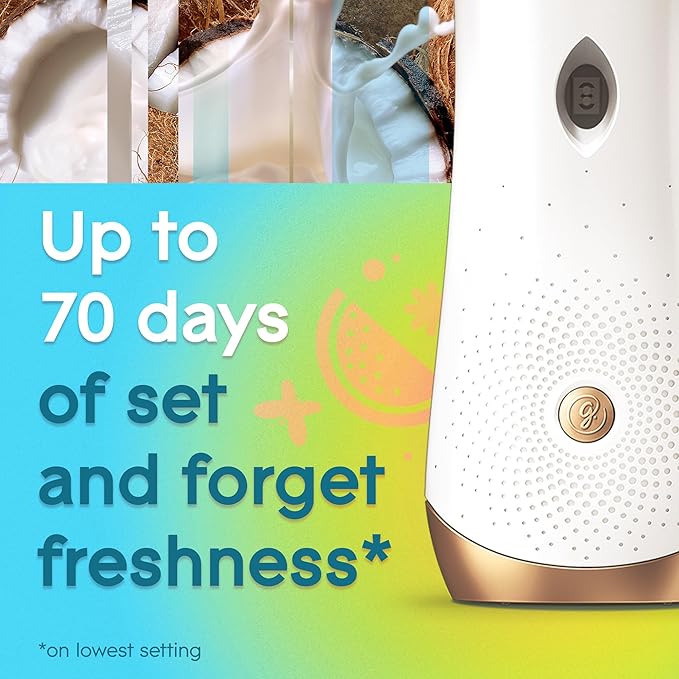 Glade Automatic Spray Refill, Cool Coconut, Scented Air Freshener for Home and Bathroom, 6.2 Oz, 2 Count
