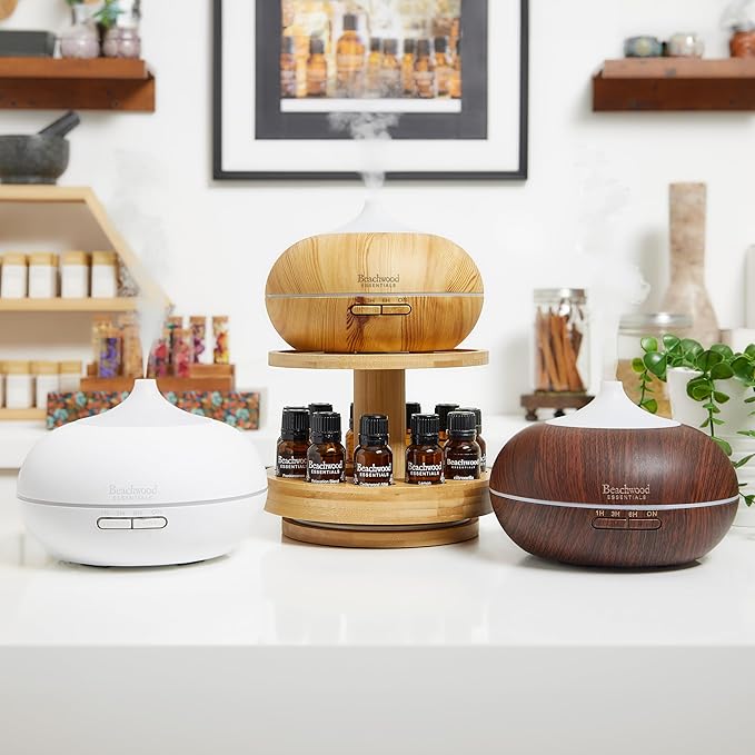 Ultimate Ultrasonic Aromatherapy Diffuser for Essential Oils - Therapeutic Grade, Helps You to Relax - 3 Timer & 7 Ambient Light Settings - Up to 16 Hours of Use - Cherry, 300mL