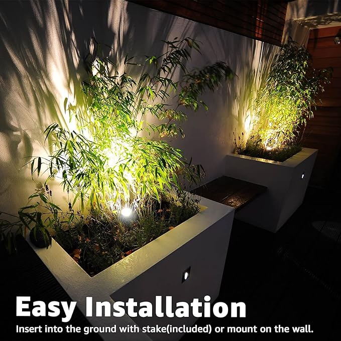 SUNVIE 4 Pack LED Spotlight Indoor for Plants Up Lights 120V Floor Spot lights Warm White Accent Lights for Indoor Statue Decor Uplighting, 5.9 FT Cord with Floor Foot Switch (Base and Stake Included)