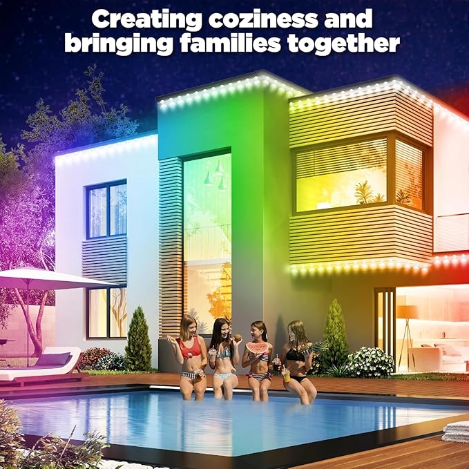 RGB Permanent Outdoor lights, 200FT Smart LED Eaves Lights with APP/Remote Control, IP67 Waterproof Outdoor Lights for House - Ideal for Christmas, Halloween, Party, Garden, Patio Home Decoration