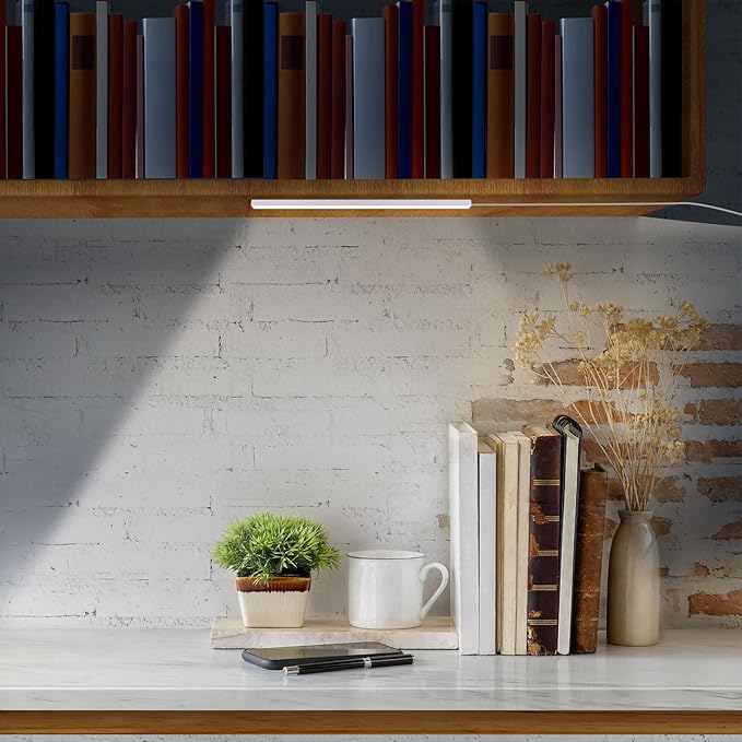 Under Cabinet Lights, 12 Inch Plug in Light Bar, LED Closet Light, 6000K Cool White Light, Ultra Thin Dimmable Light Bar, Suitable for Kitchen/Desk/Closet/Workbench