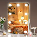 Hasipu Vanity Mirror with Lights, Hollywood 10" x 14" LED Makeup Mirror, 3 Modes Light, Smart Touch Control Dimmable, 360°Rotation, Rounded Rectangle White Frame