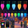 Brightown C9 LED Christmas Lights Outdoor, 100 LED RGB Smart Christmas Tree Lights with Music Sync APP Controlled, Waterproof Connectable C9 String Lights for Indoor House Party Patio Garden Decor